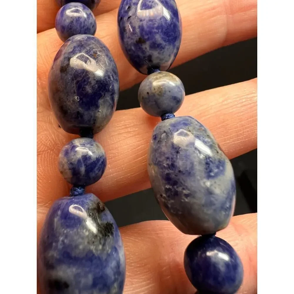 NEW sodalite necklace and bracelet with sterling silver clasp
